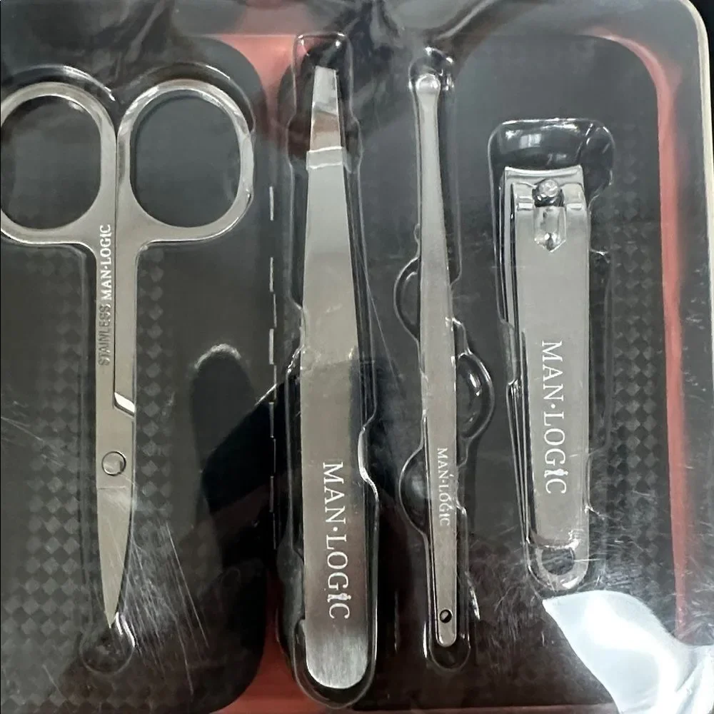 MAN • LOGIC Set of 5 Grooming Essentials Stainless Steel Manicure Tools Case